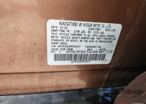 2023 Nissan Ariya Platinum + z USA, uszkodzony, nr VIN JN1DF0CD3PM705377